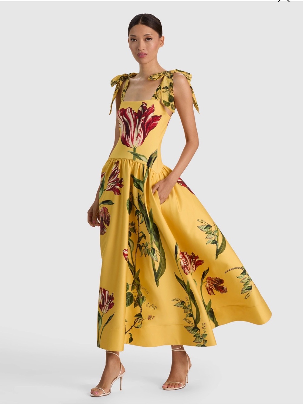 Alice + Olivia Oriana Floral Cotton-Blend Maxi Dress size 8 - Picture 2 of 5